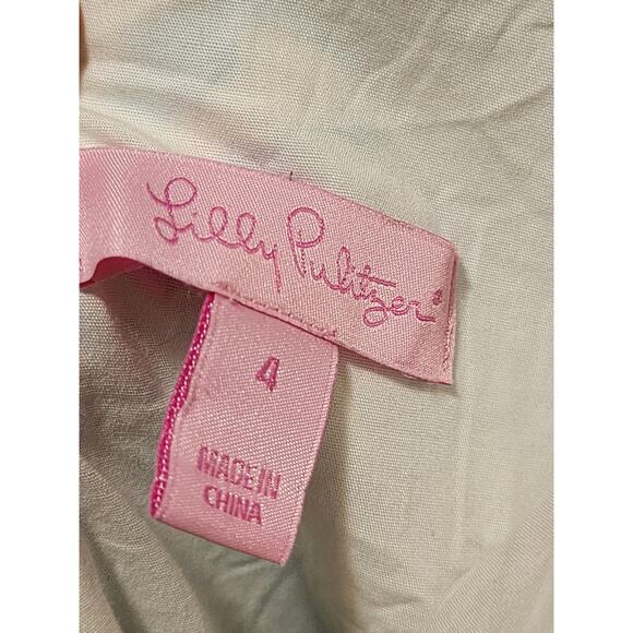 Lilly Pulitzer White Aqua Blue Cord Embelished Cotton Dress Lined Sz 4 MSRP $208 - Picture 7 of 12